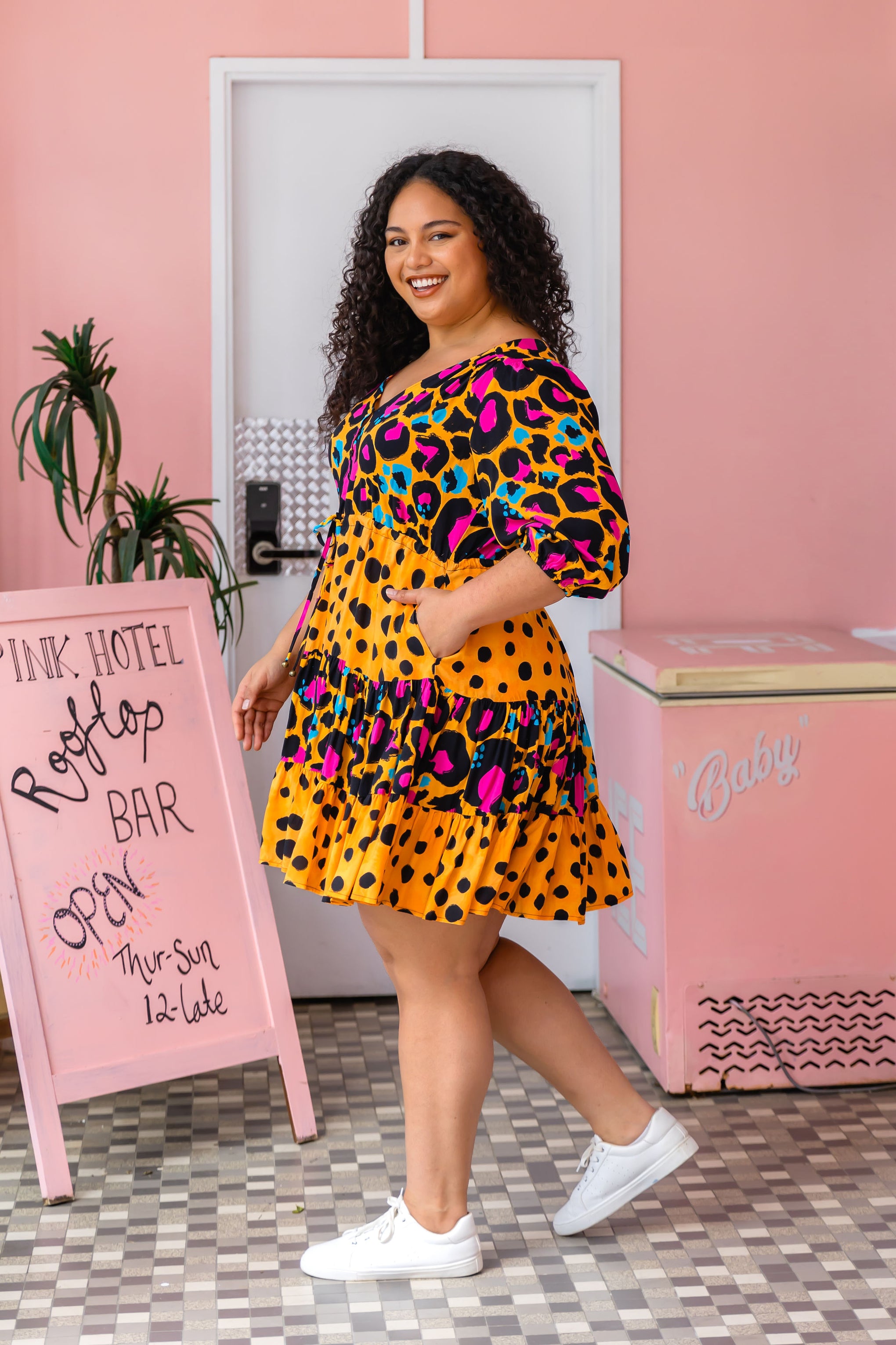 Scarlett Dress in Mustard Leopard/Cheetah by Kasey Rainbow