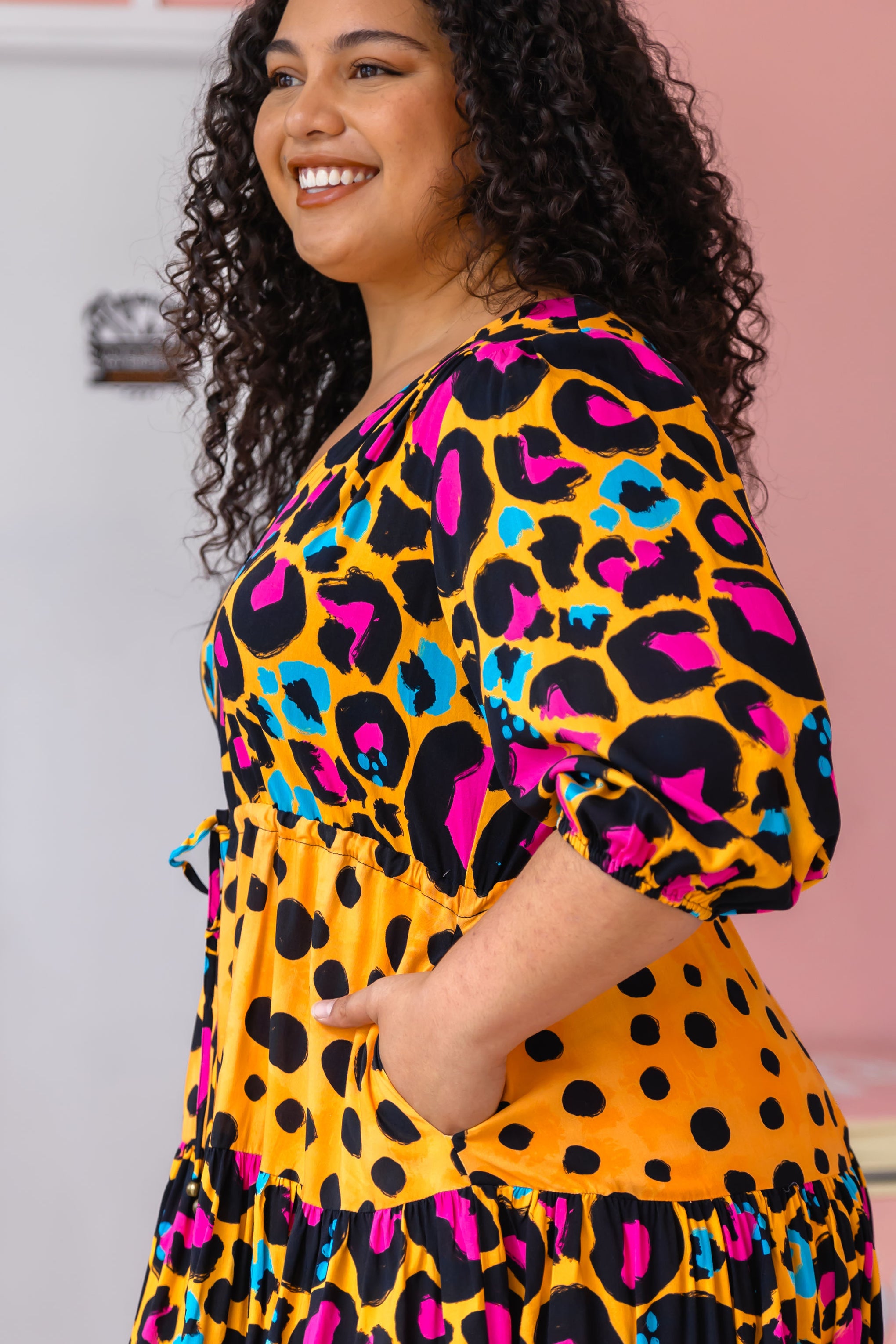 Scarlett Dress in Mustard Leopard/Cheetah by Kasey Rainbow