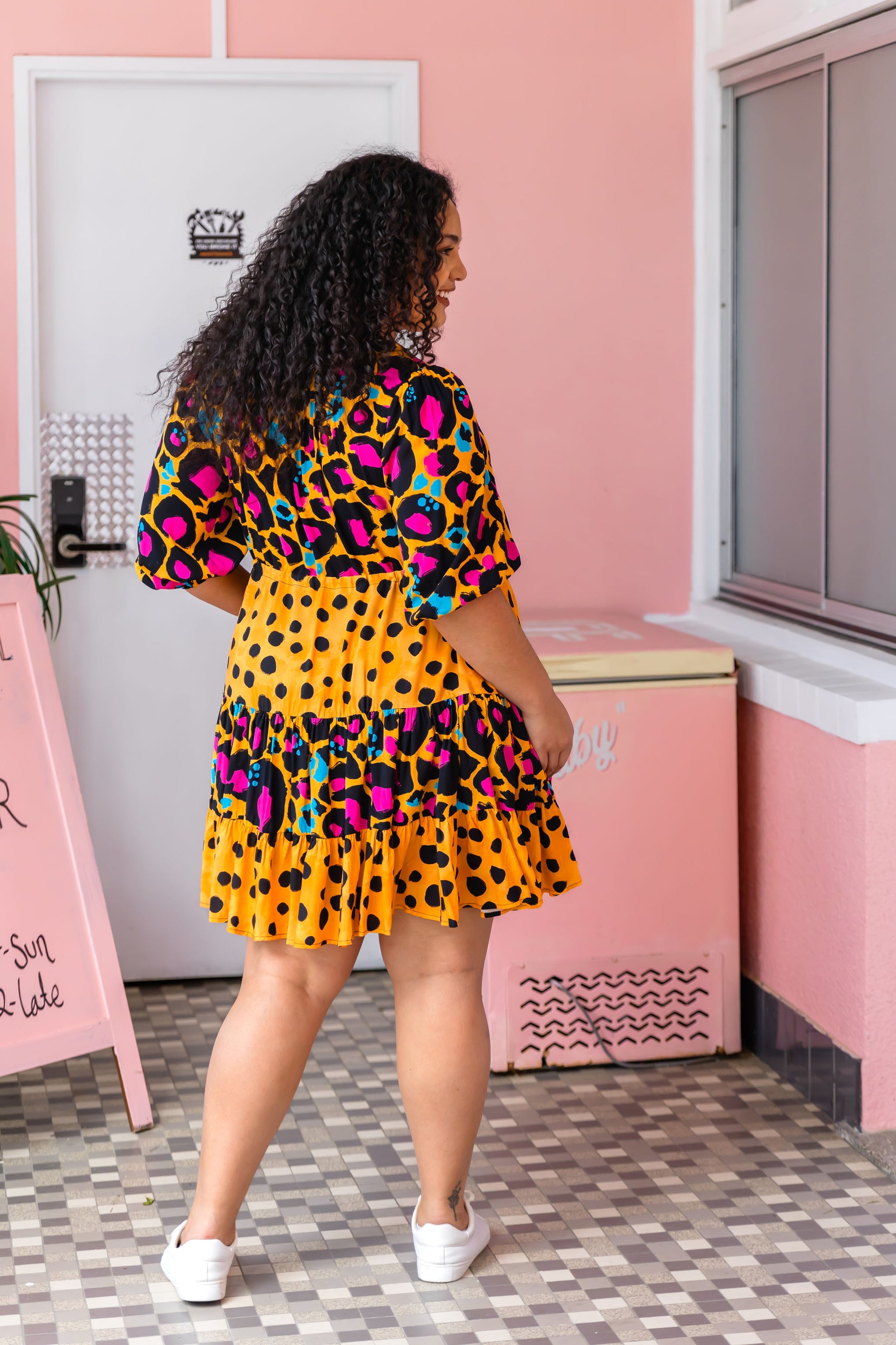 Scarlett Dress in Mustard Leopard/Cheetah by Kasey Rainbow