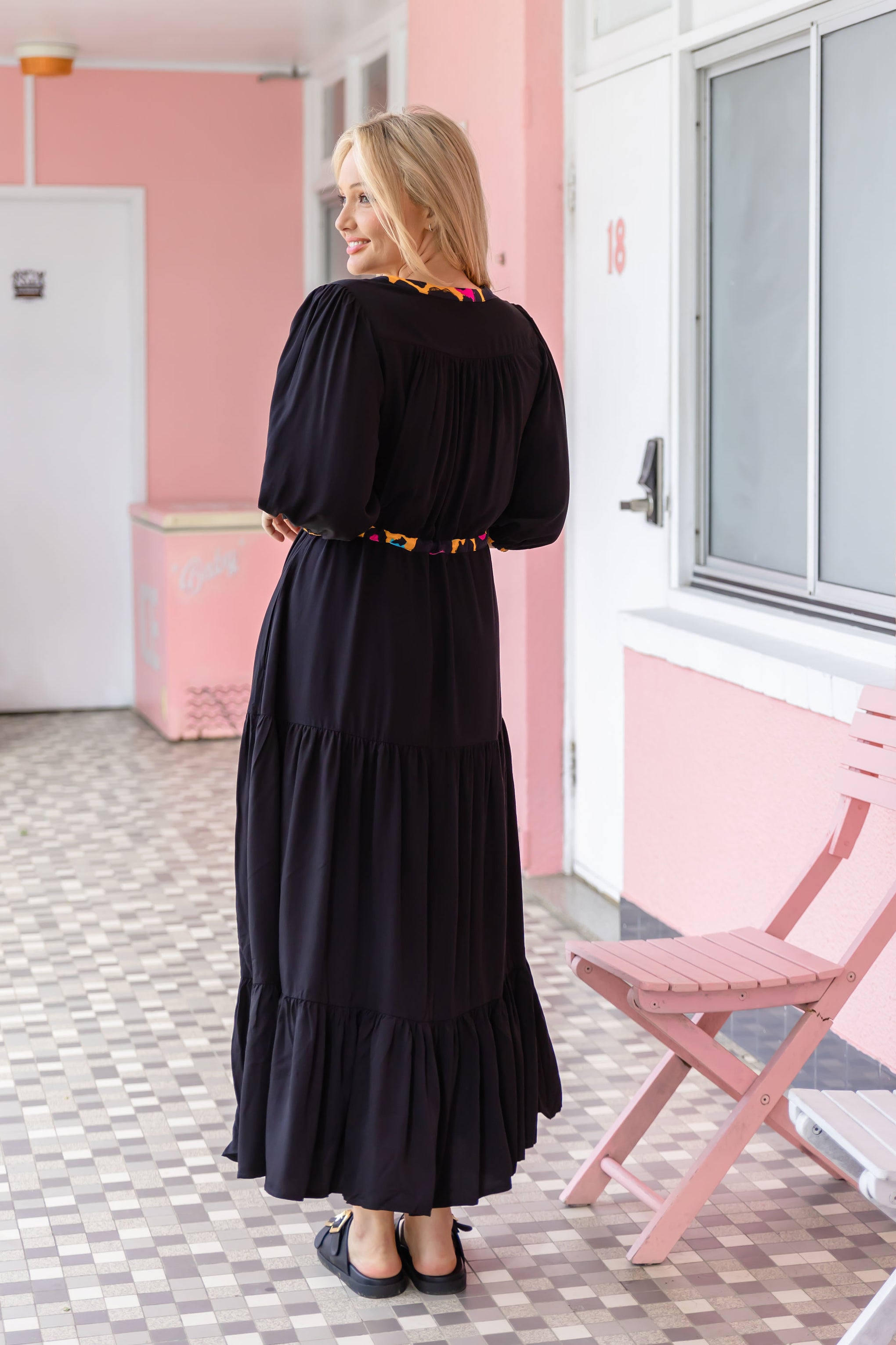 Billie Dress In Black/Mustard Leopard by Kasey Rainbow