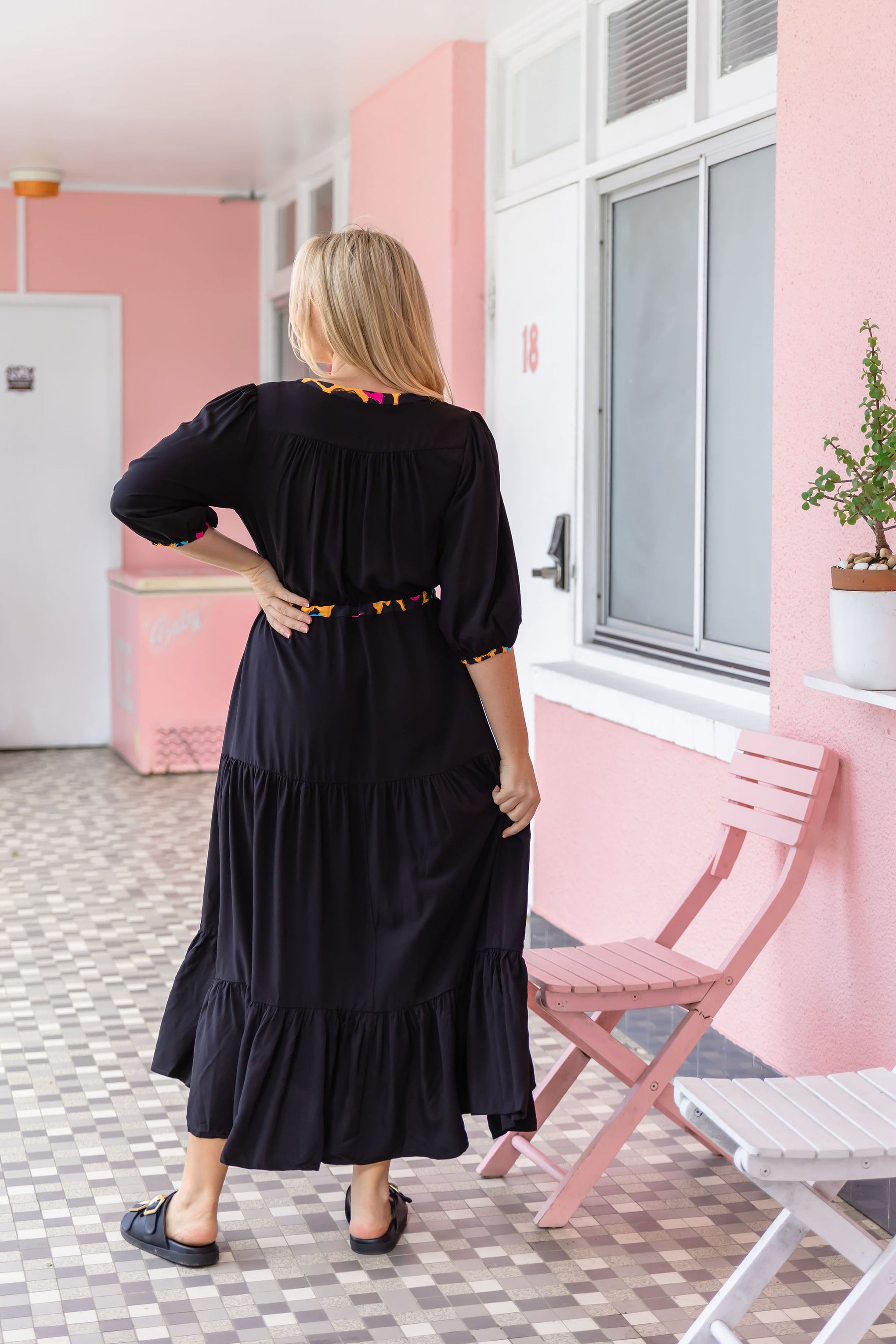 Billie Dress In Black/Mustard Leopard by Kasey Rainbow