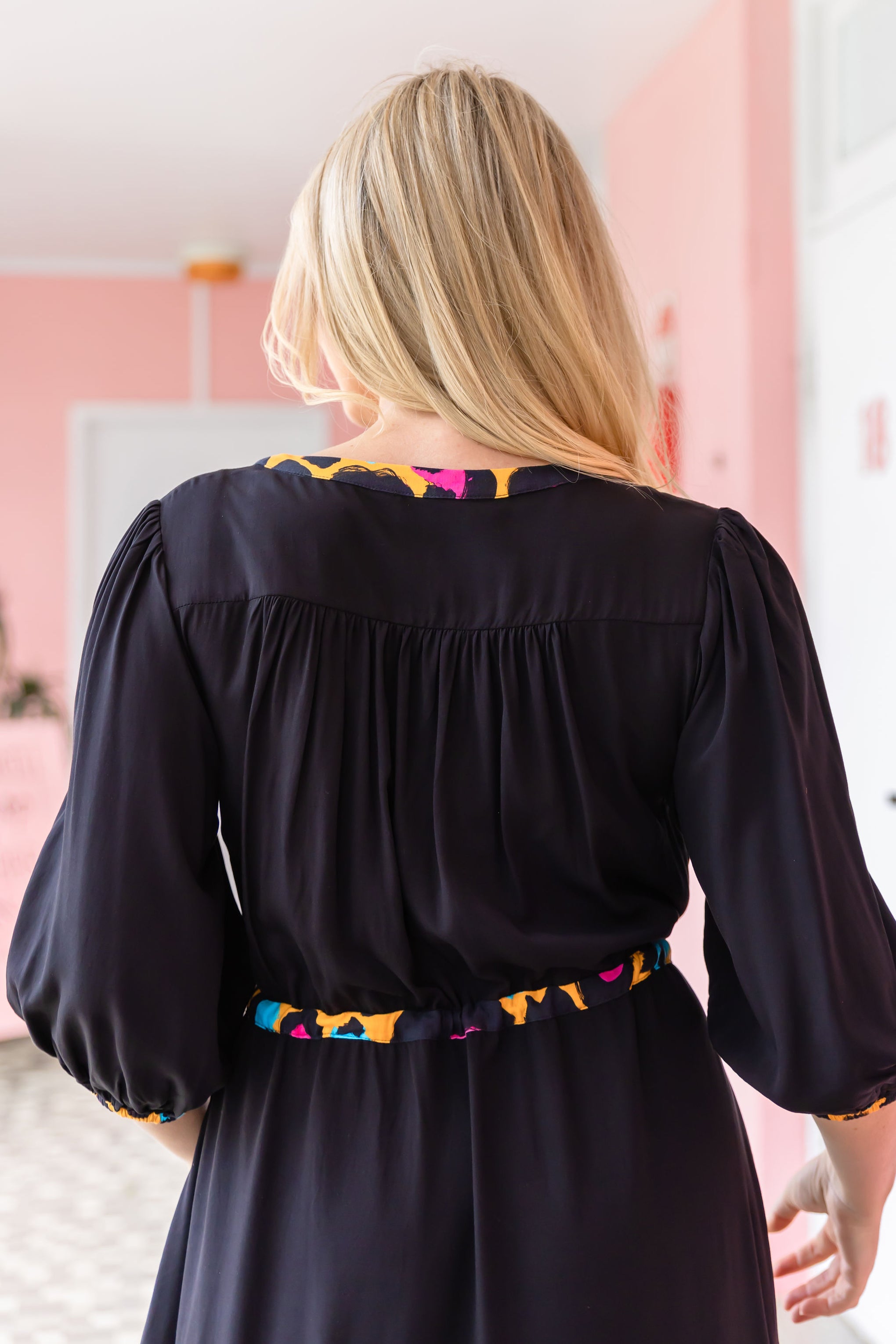 Billie Dress In Black/Mustard Leopard by Kasey Rainbow
