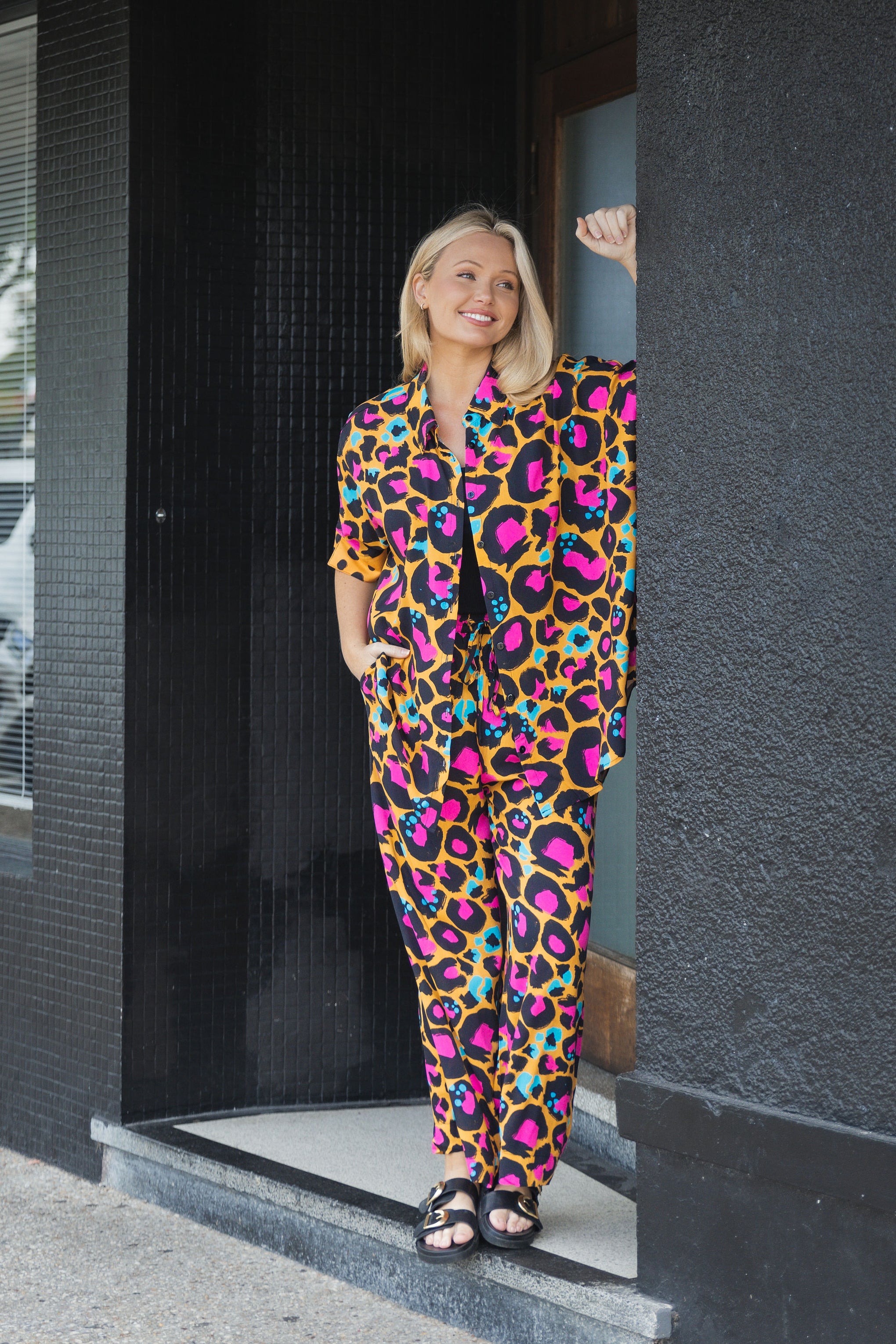 Gina Pants in Mustard Leopard by Kasey Rainbow