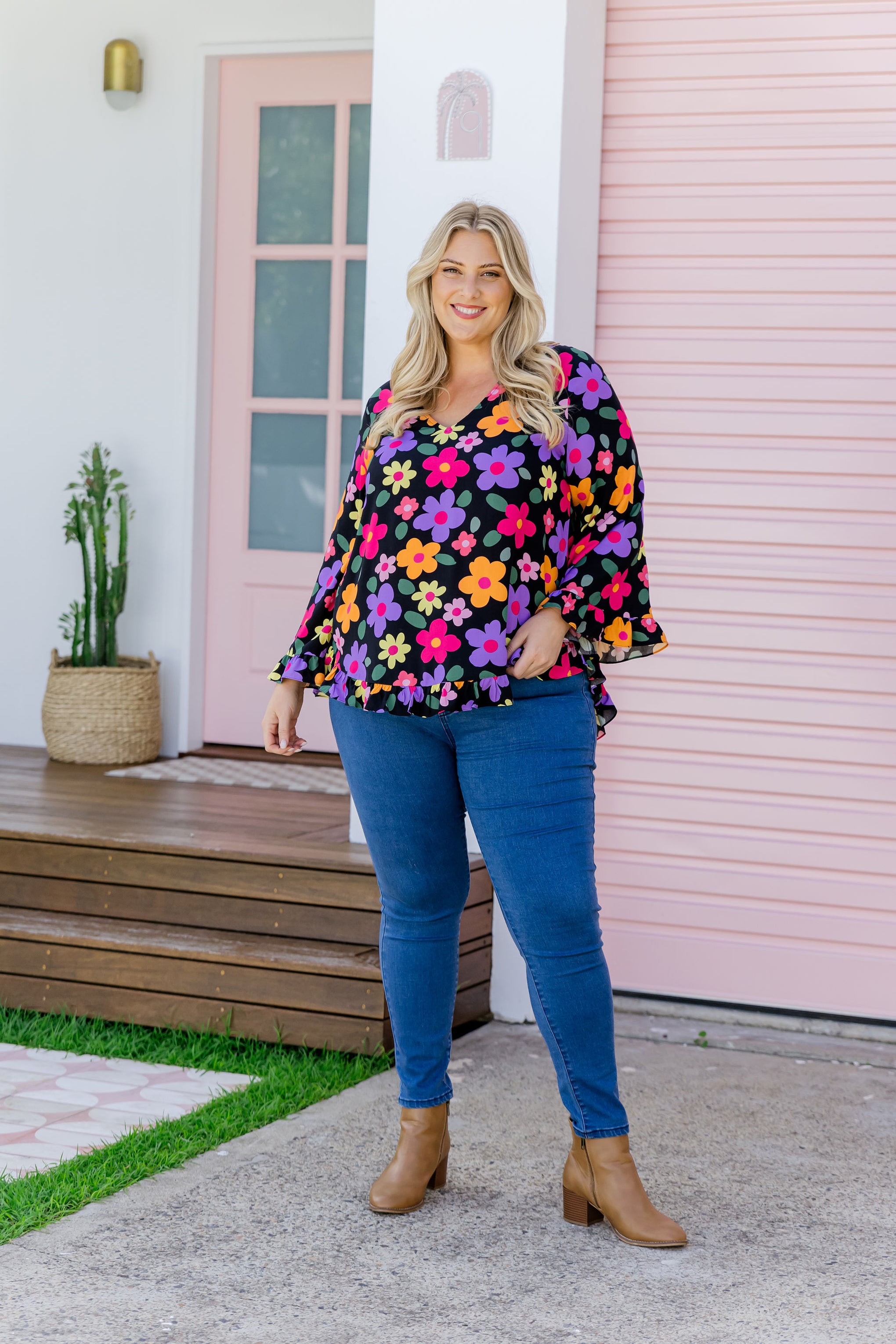 Natalie Long Sleeve Top in Bloomie
