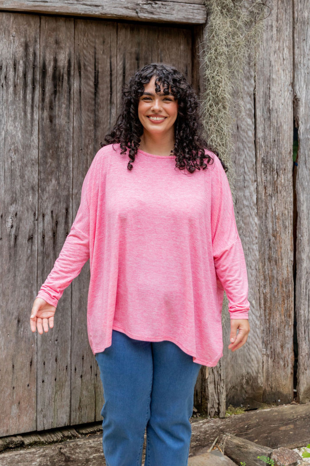 Harlow Knit Top in Pink Marl