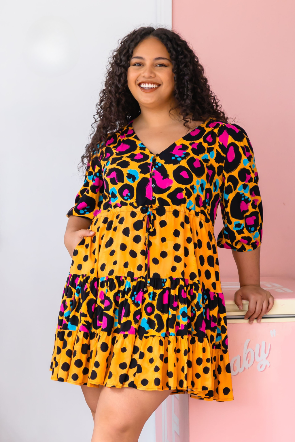 Scarlett Dress in Mustard Leopard/Cheetah by Kasey Rainbow