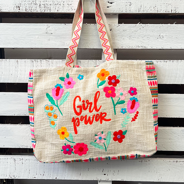 Girl Power Woven Tote Bag