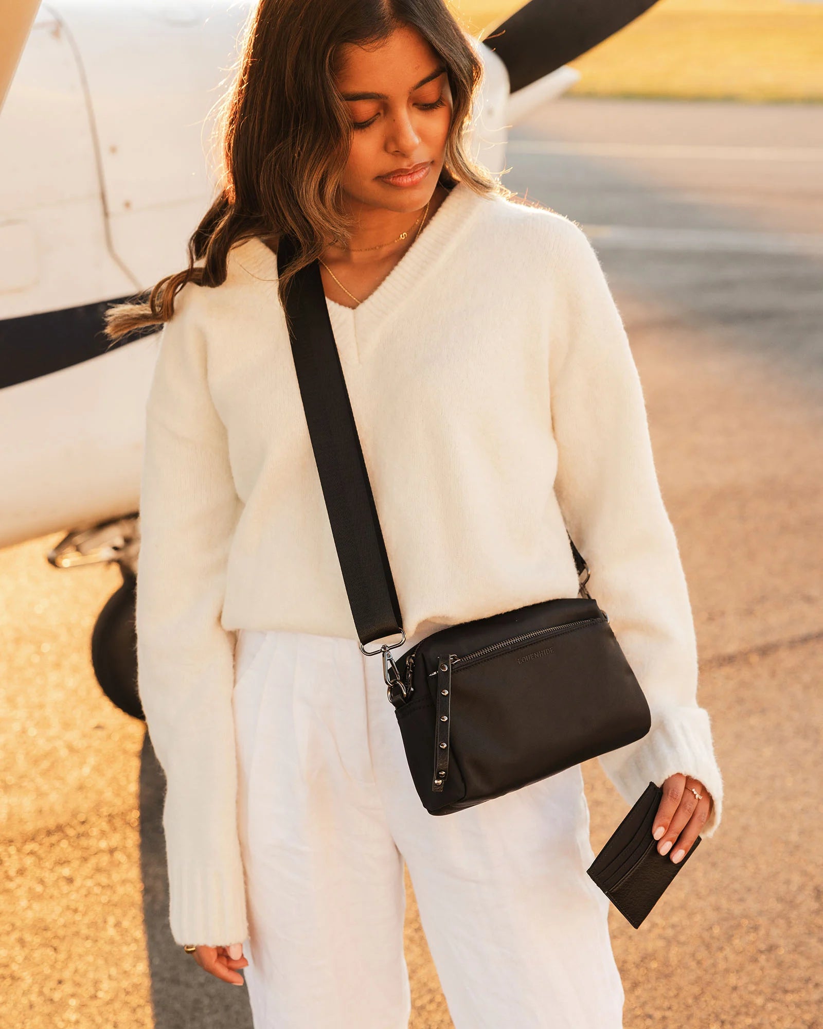 Rowie Nylon Crossbody Bag - Black by Louenhide