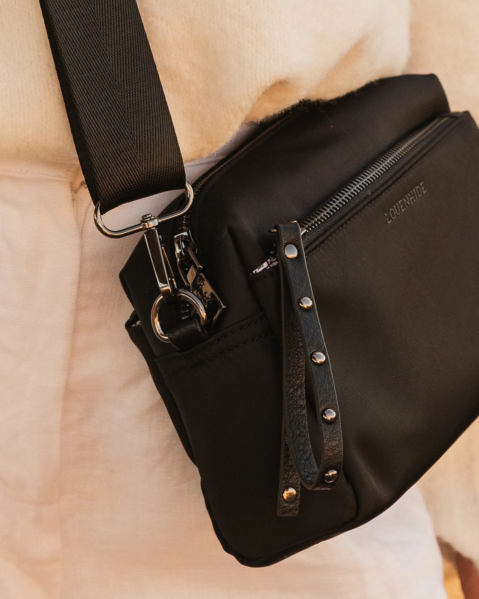 Rowie Nylon Crossbody Bag - Black by Louenhide