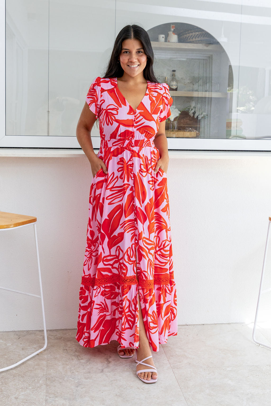 Louisa Maxi Dress in Blush Fern
