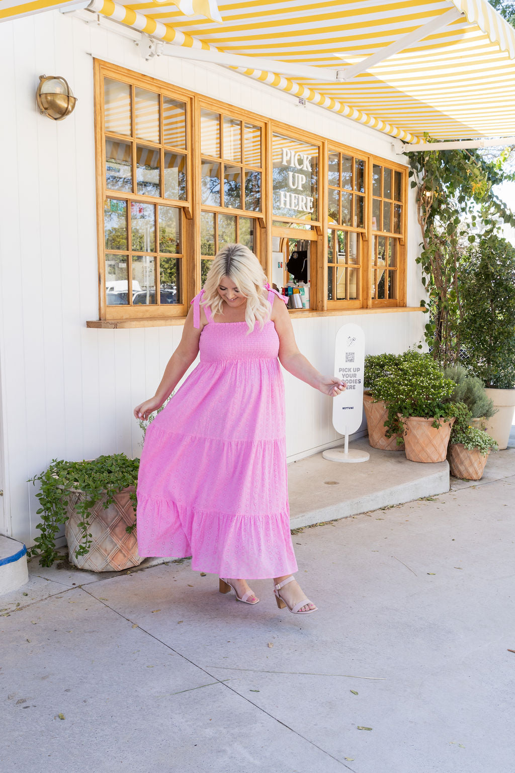 Tiana Maxi Dress in Pink Broderie Anglaise