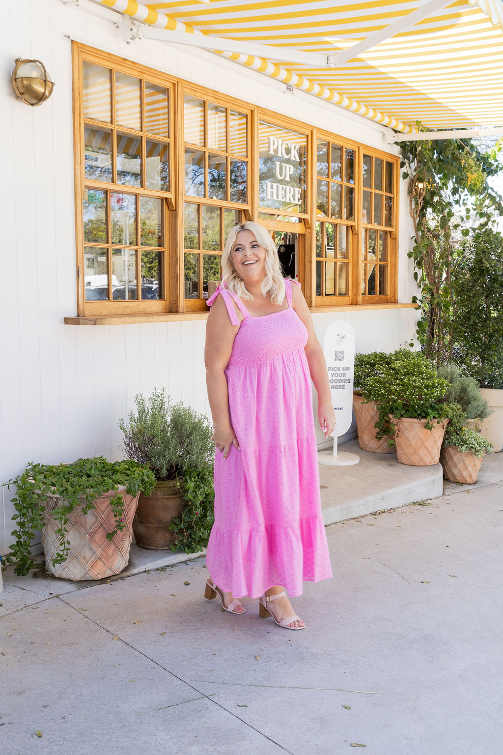 Tiana Maxi Dress in Pink Broderie Anglaise