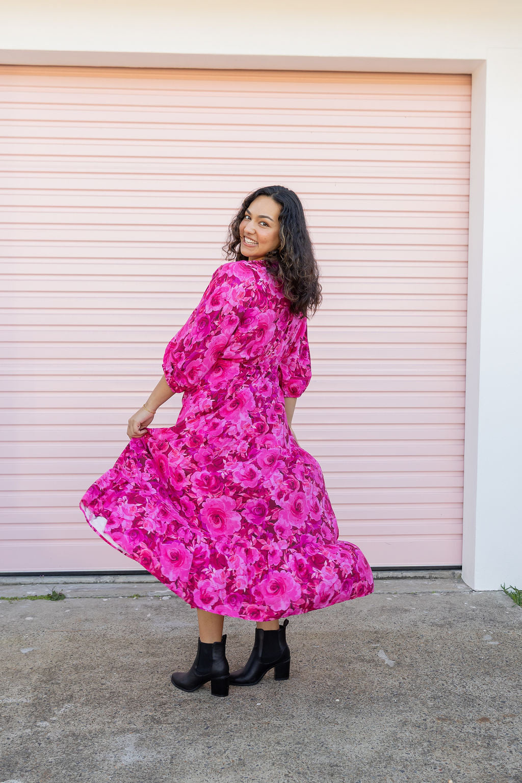 Addison Maxi Dress In Pink Roses