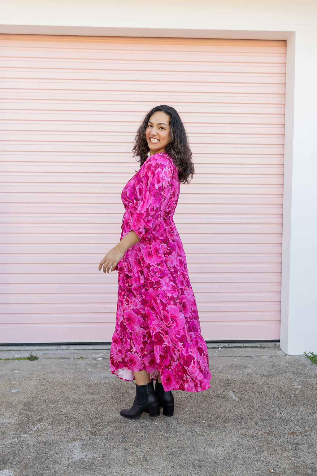 Addison Maxi Dress In Pink Roses