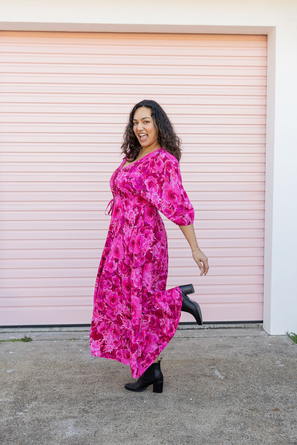 Addison Maxi Dress In Pink Roses