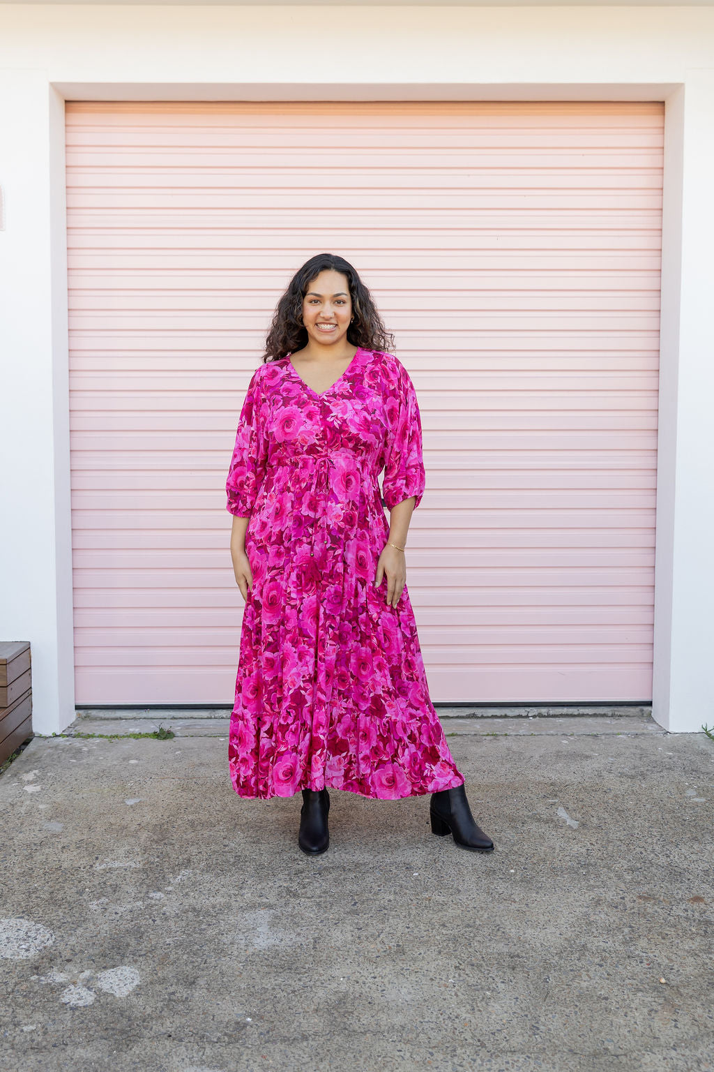Addison Maxi Dress In Pink Roses