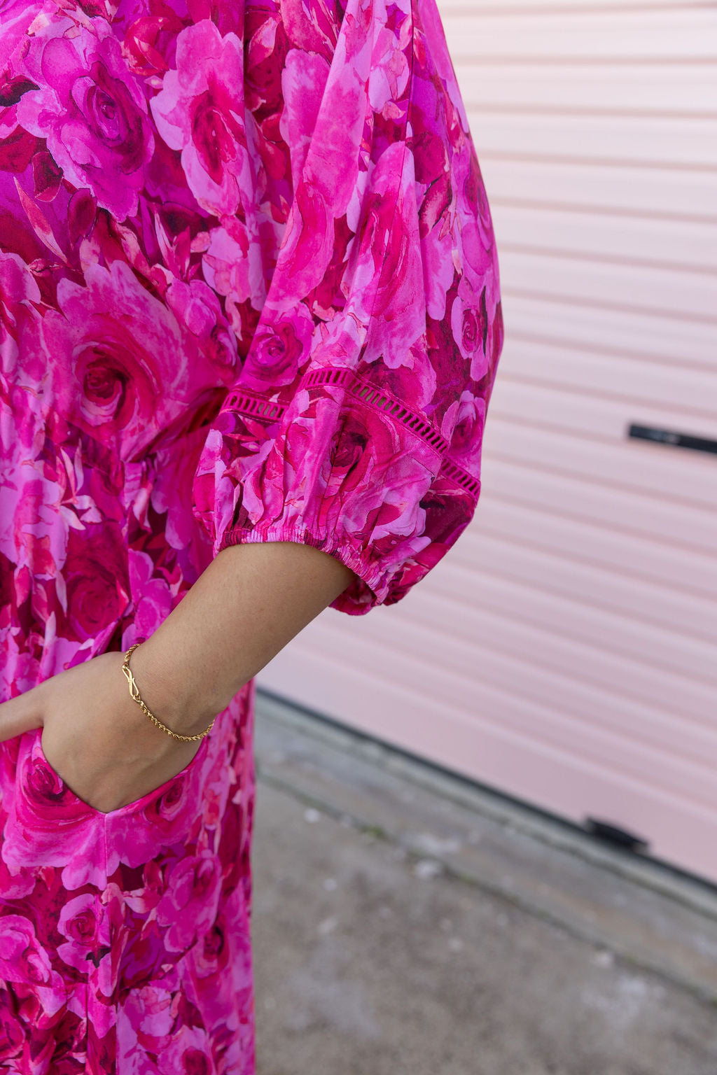 Addison Maxi Dress In Pink Roses