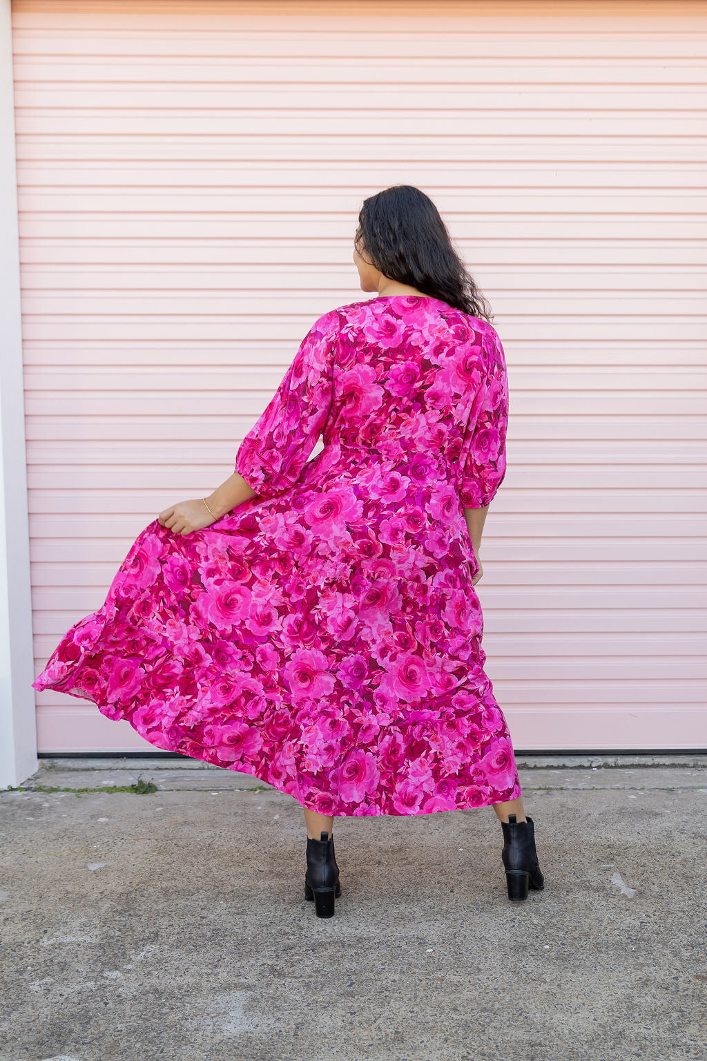 Addison Maxi Dress In Pink Roses