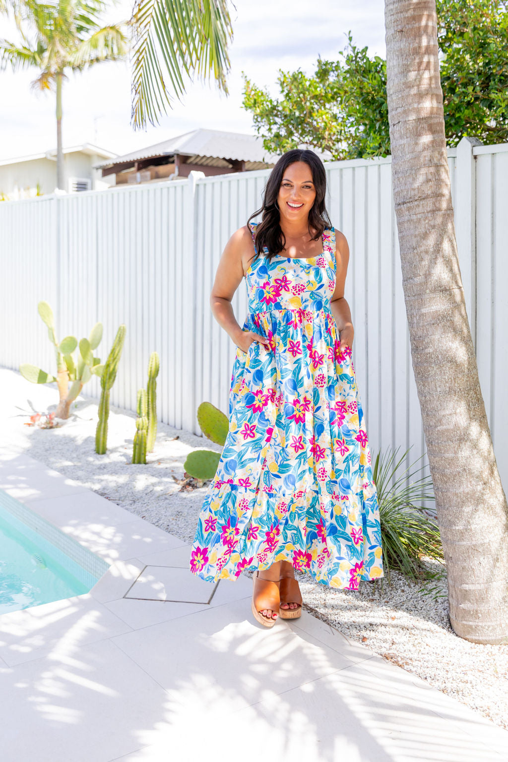 Adele Maxi Dress in Lemon Garden