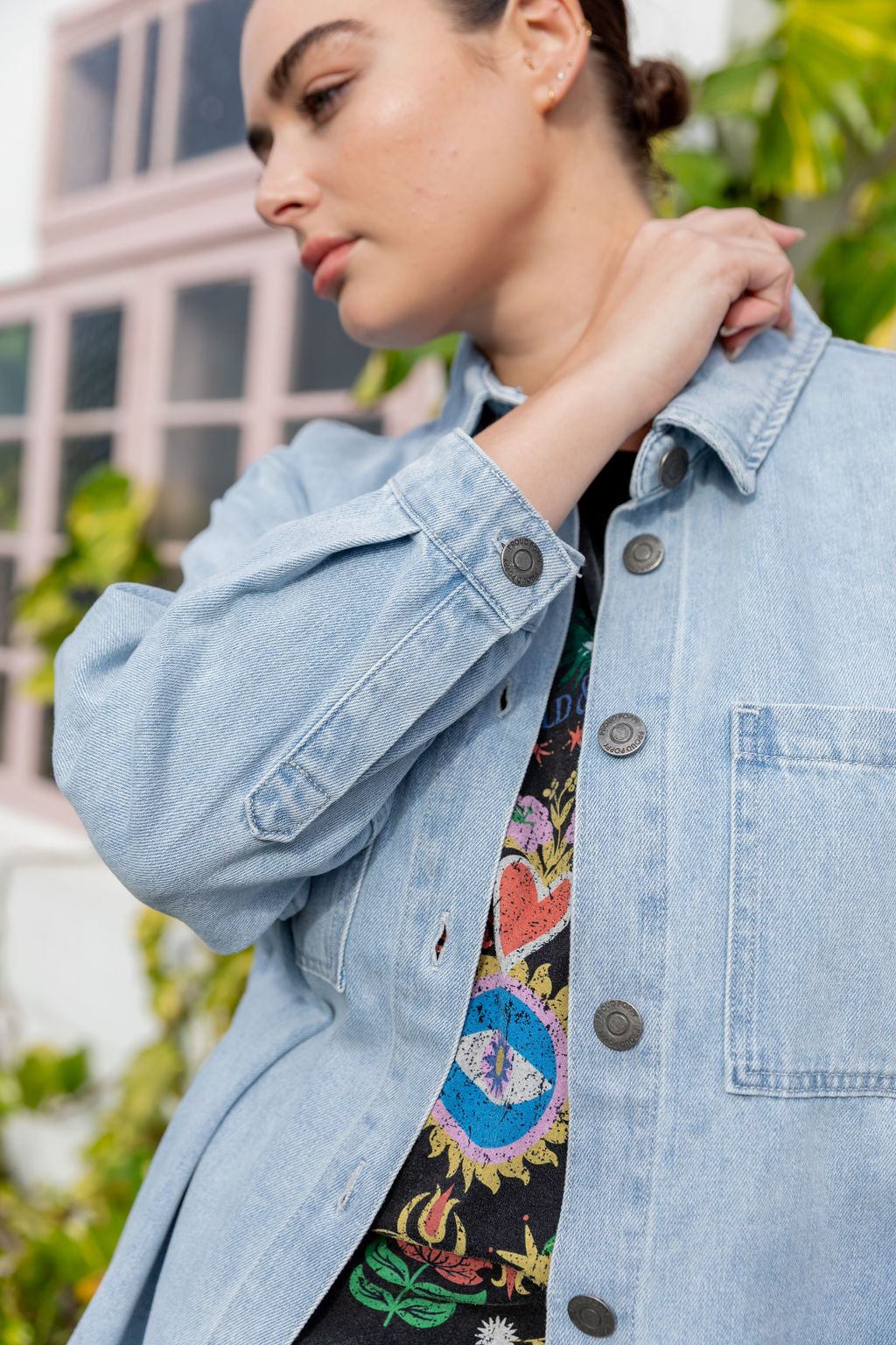 Brogen Denim Shacket in Light Blue Wash