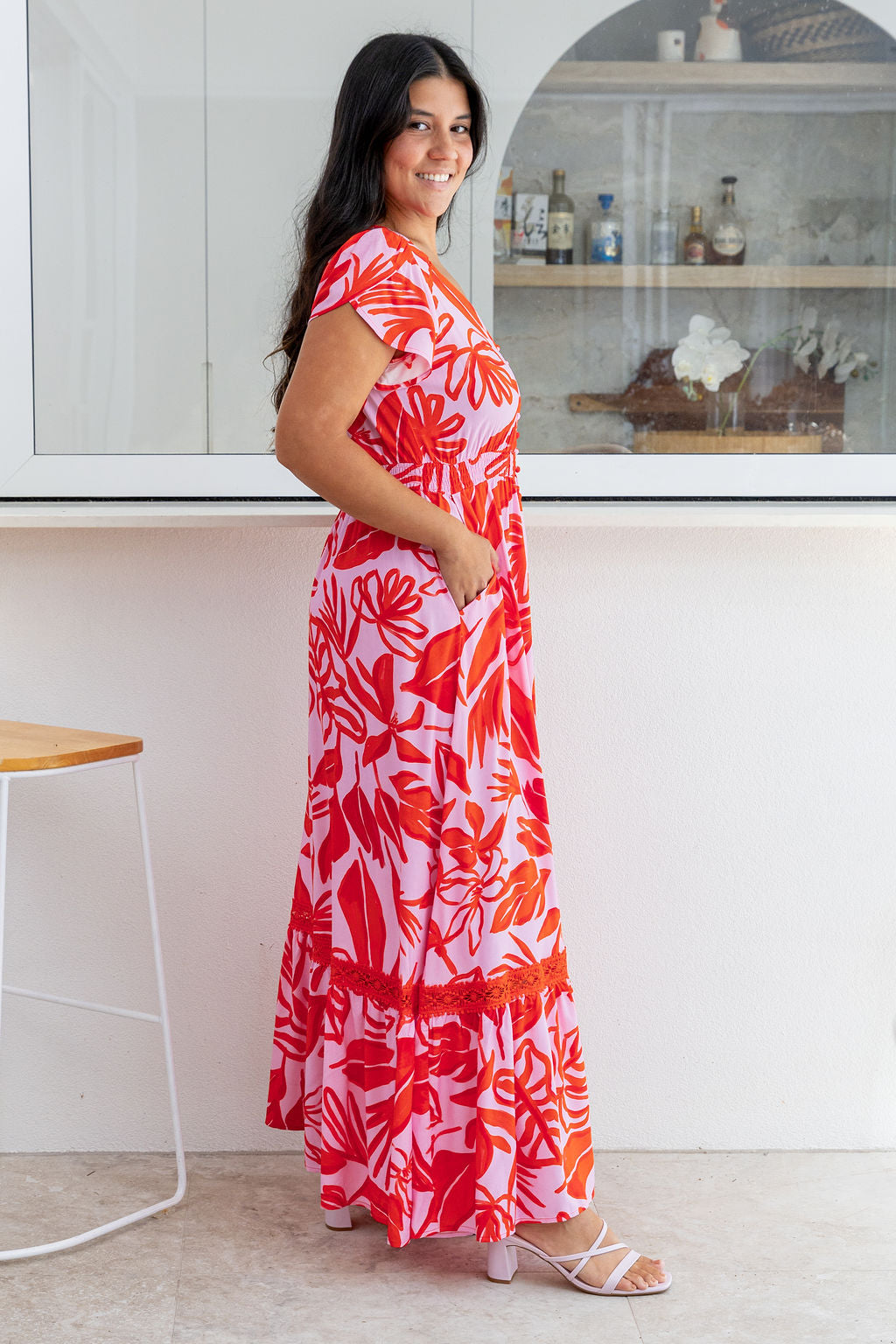 Louisa Maxi Dress in Blush Fern