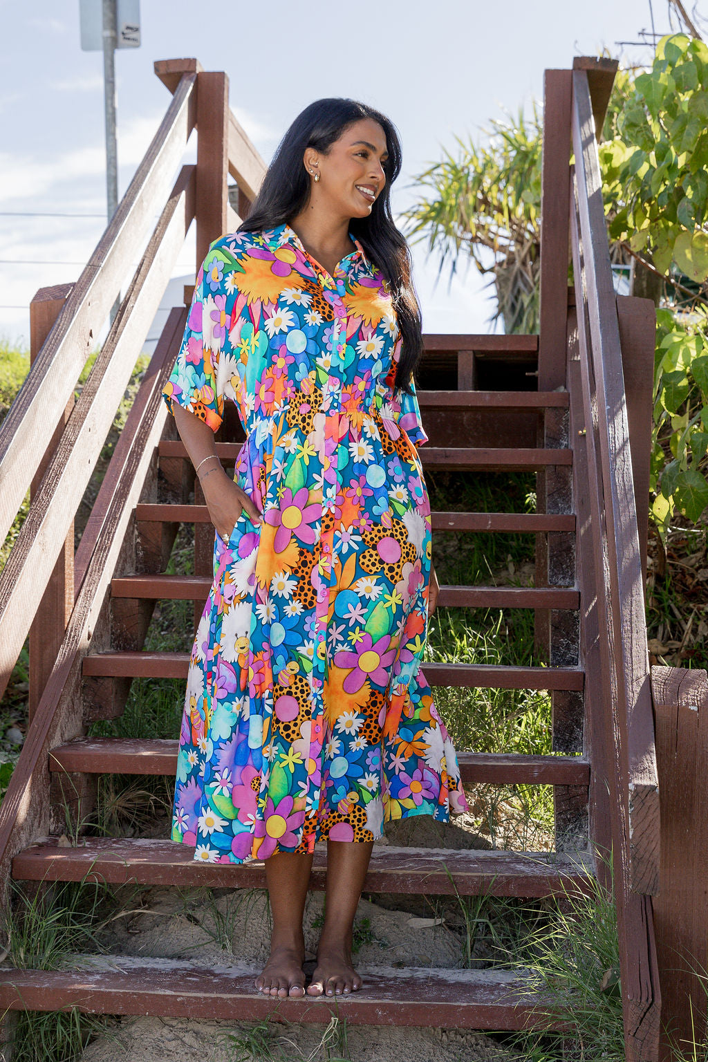 Maddy Midi Dress in Kutopia Floral by Kasey Rainbow