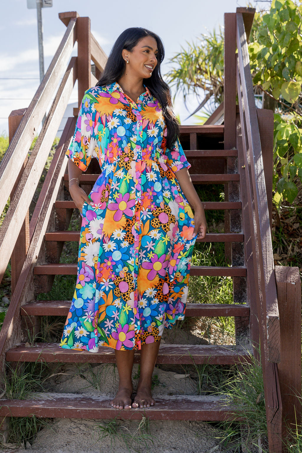 Maddy Midi Dress in Kutopia Floral by Kasey Rainbow