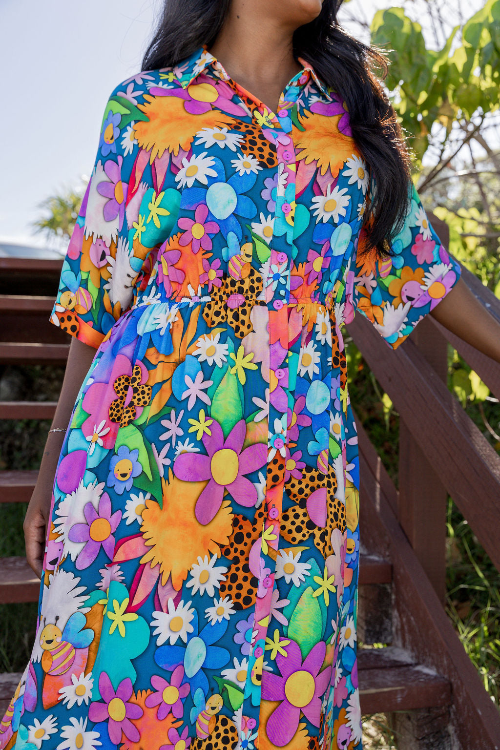 Maddy Midi Dress in Kutopia Floral by Kasey Rainbow
