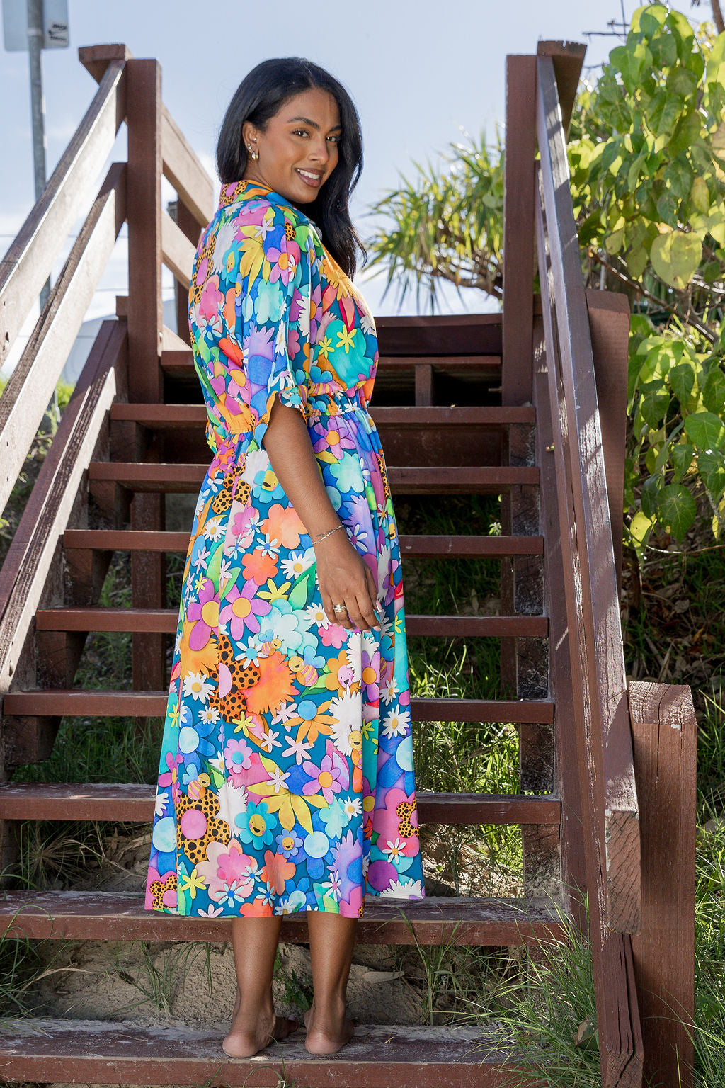 Maddy Midi Dress in Kutopia Floral by Kasey Rainbow