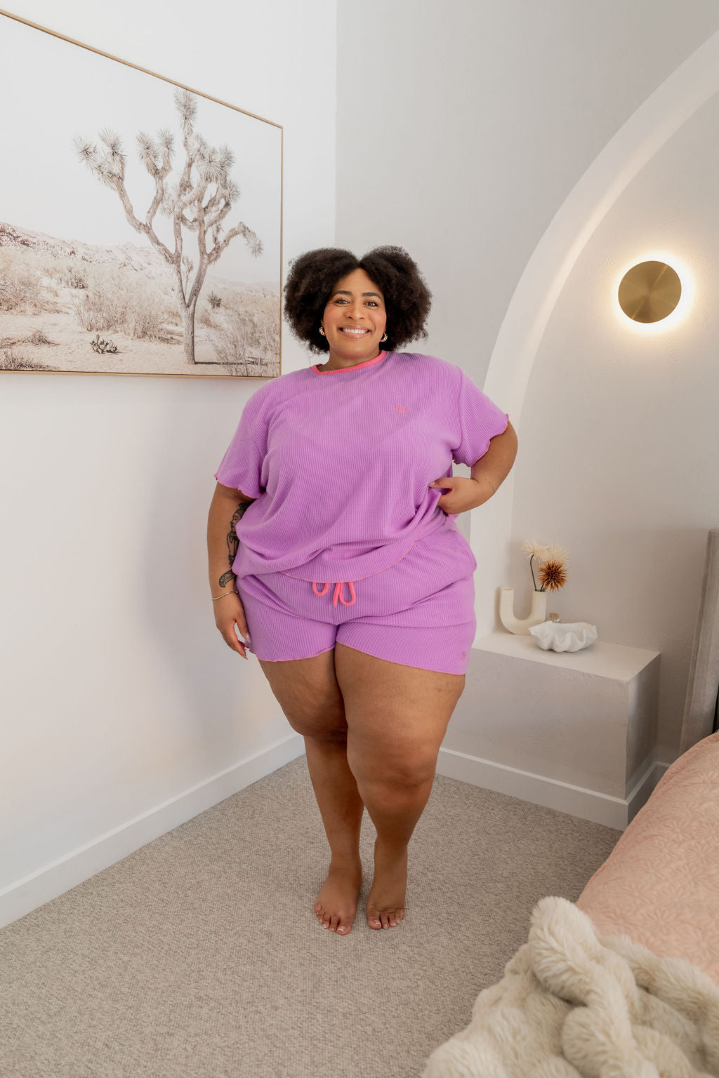 Georgina Waffle Sleepwear Set in Purple