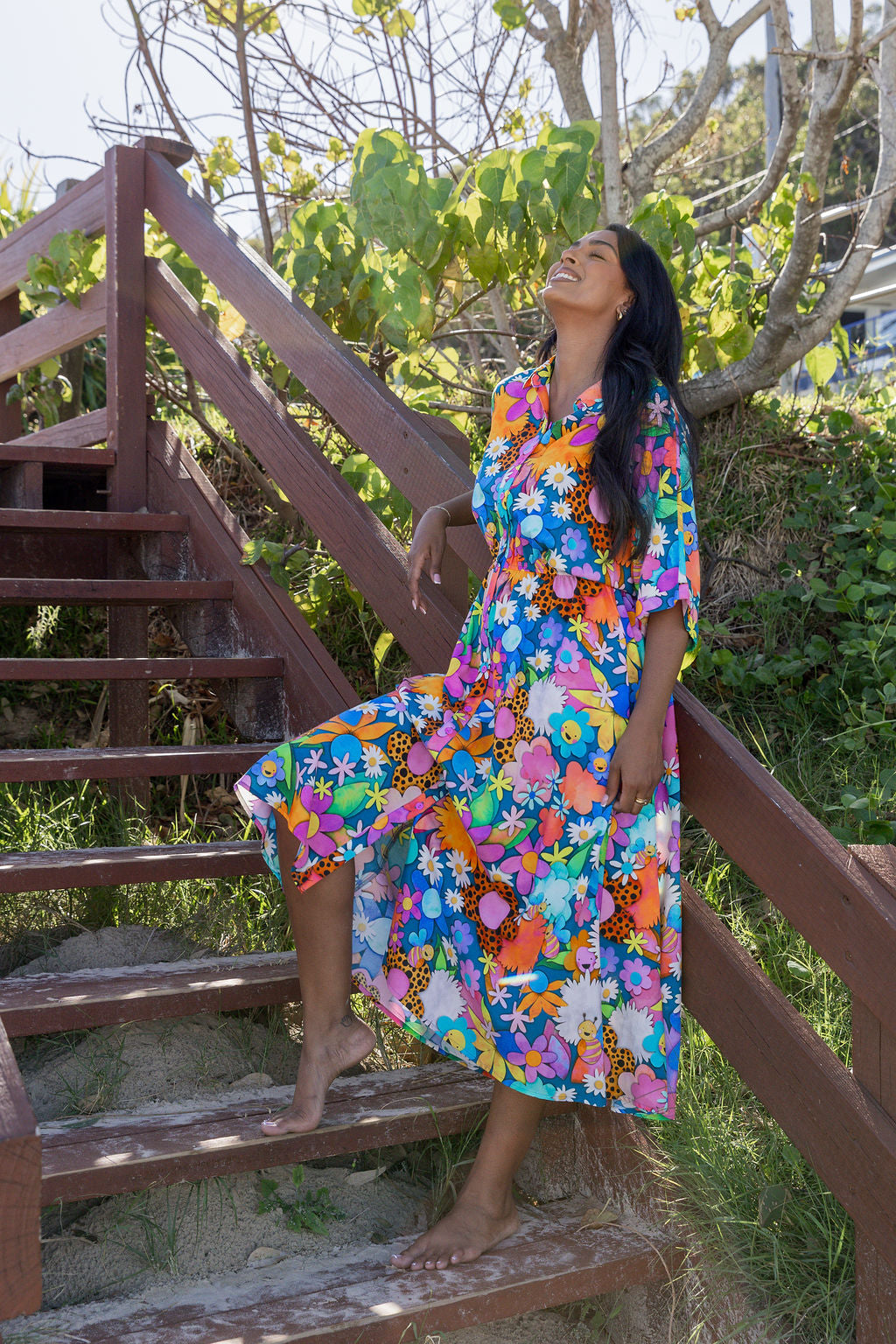 Maddy Midi Dress in Kutopia Floral by Kasey Rainbow