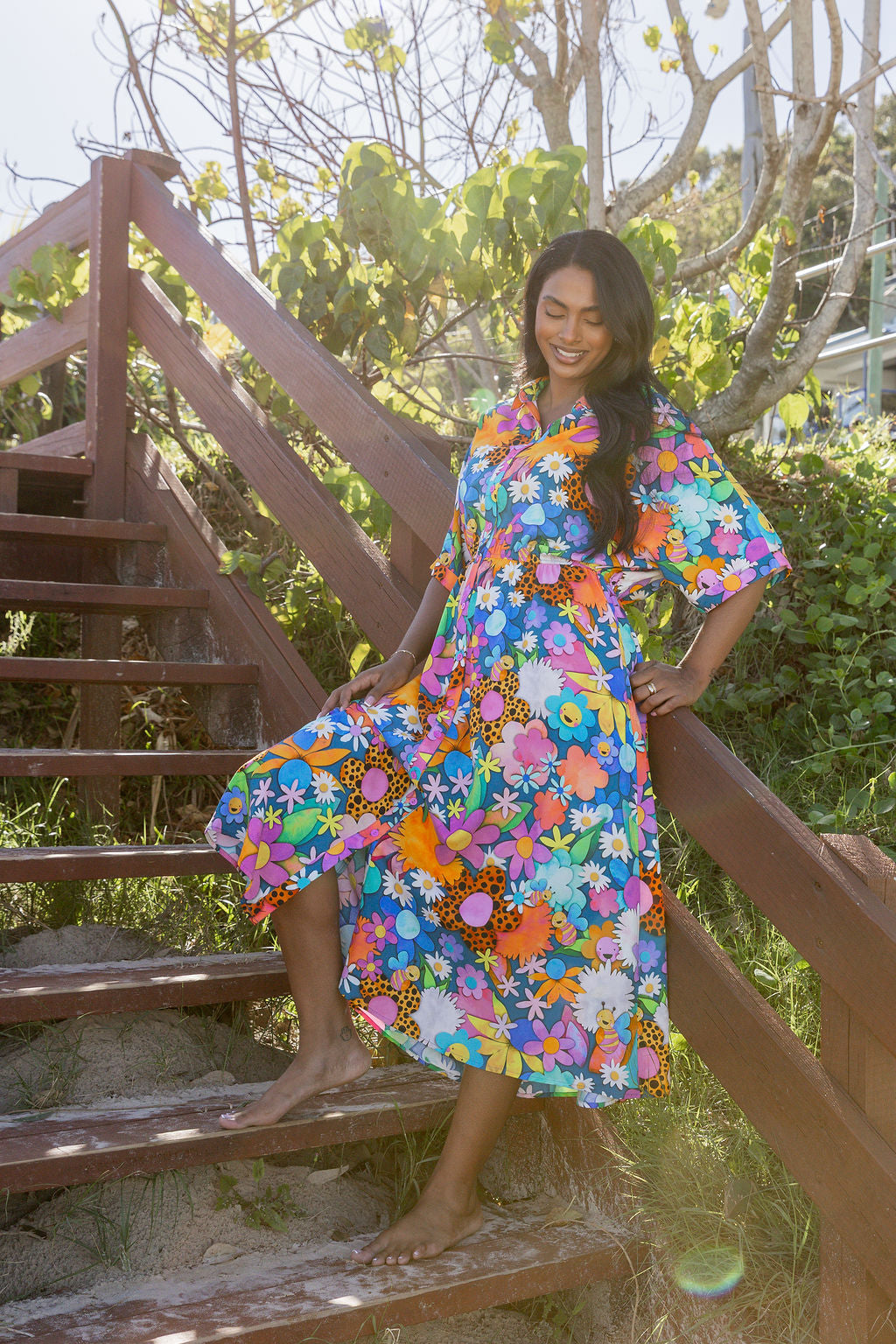 Maddy Midi Dress in Kutopia Floral by Kasey Rainbow