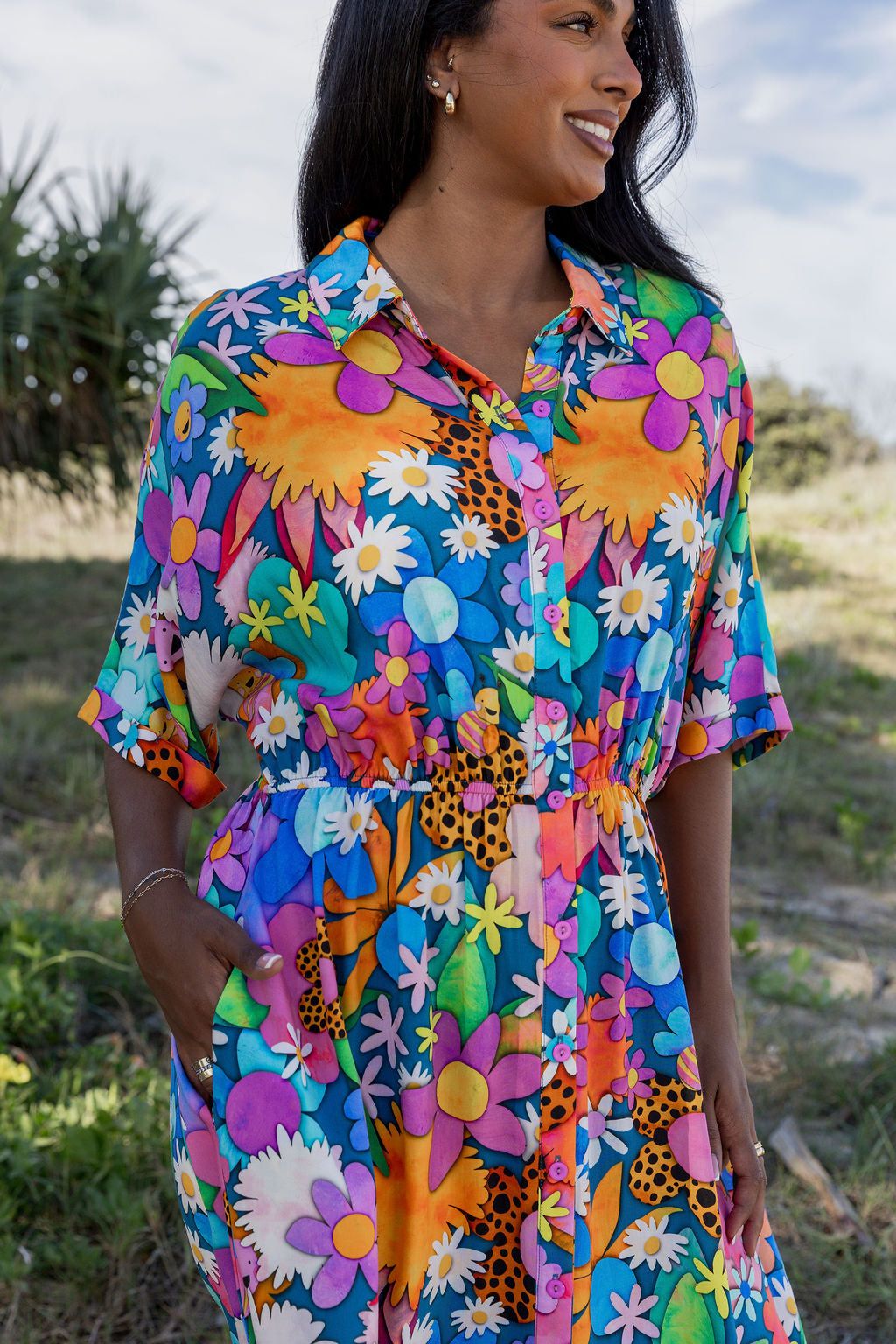 Maddy Midi Dress in Kutopia Floral by Kasey Rainbow