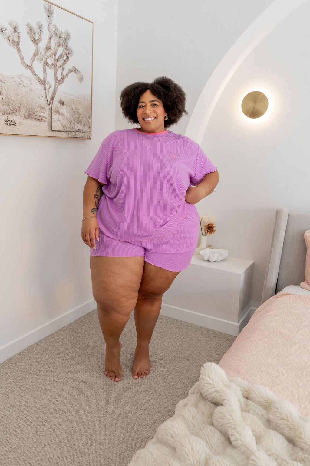 Georgina Waffle Sleepwear Set in Purple