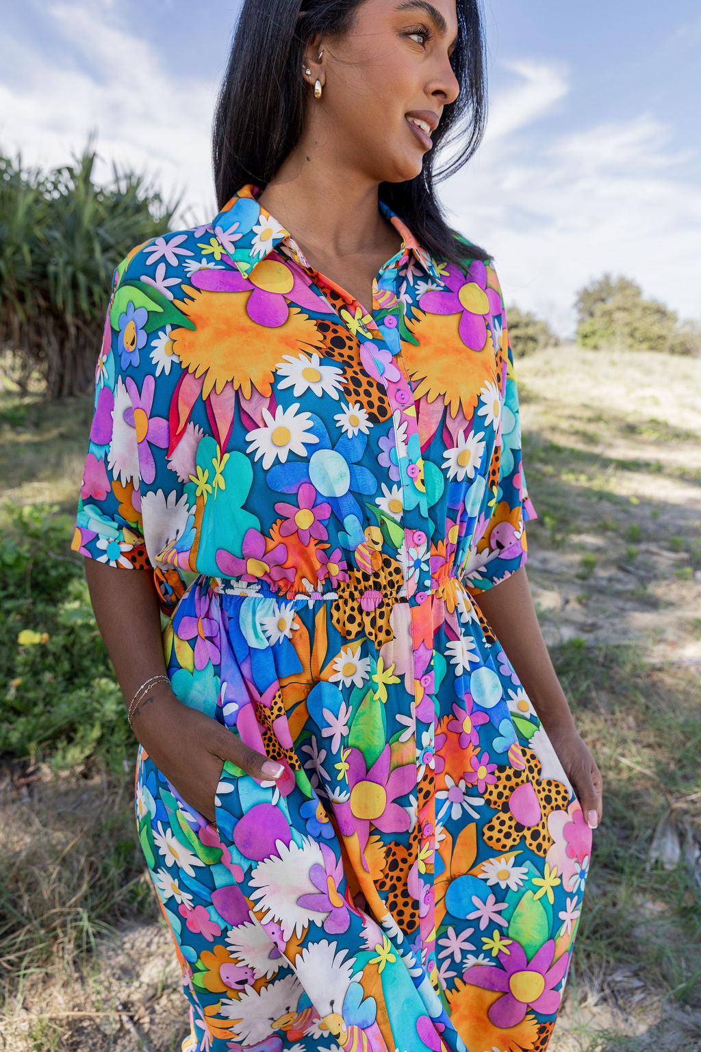 Maddy Midi Dress in Kutopia Floral by Kasey Rainbow