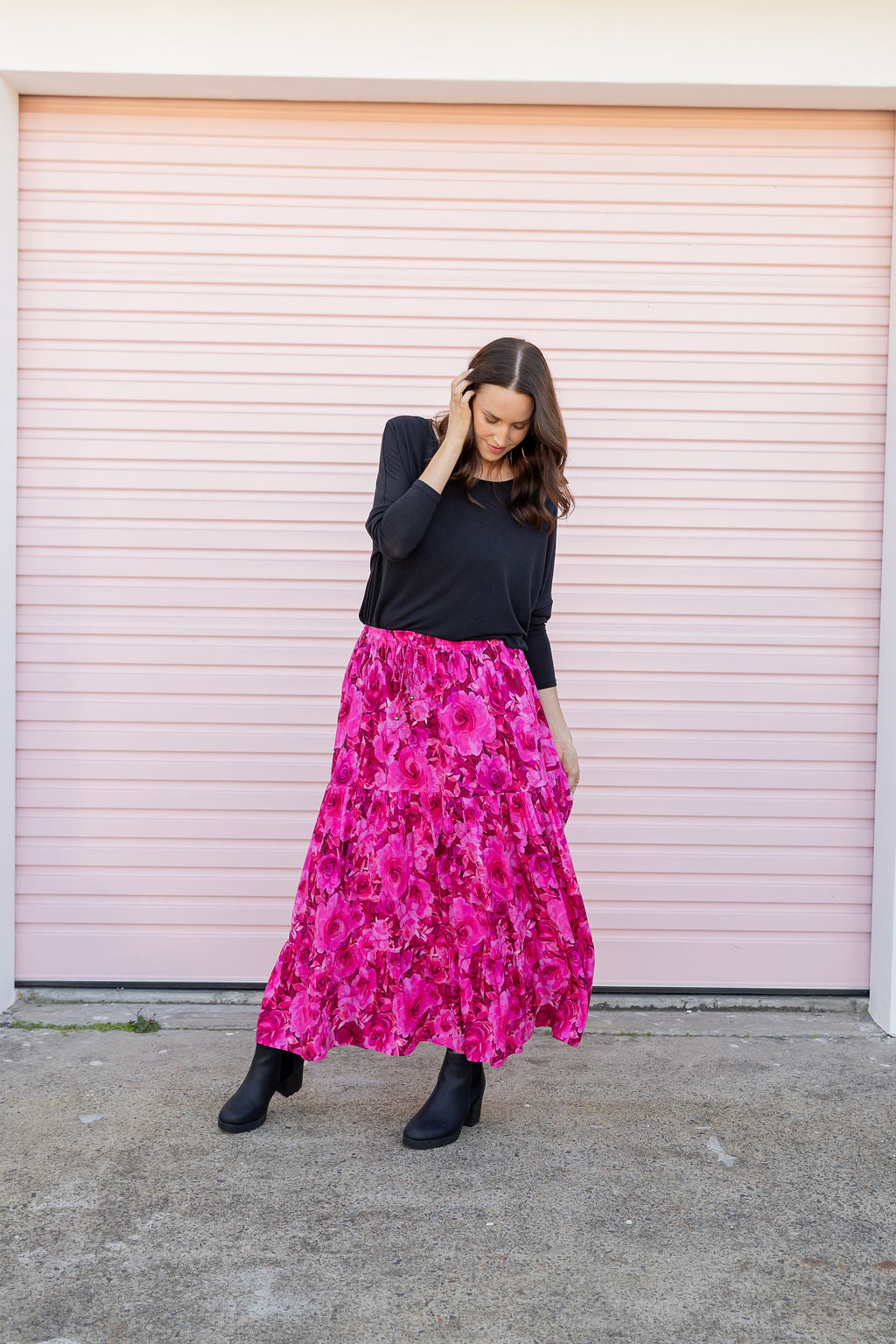 Carrie Skirt In Pink Roses