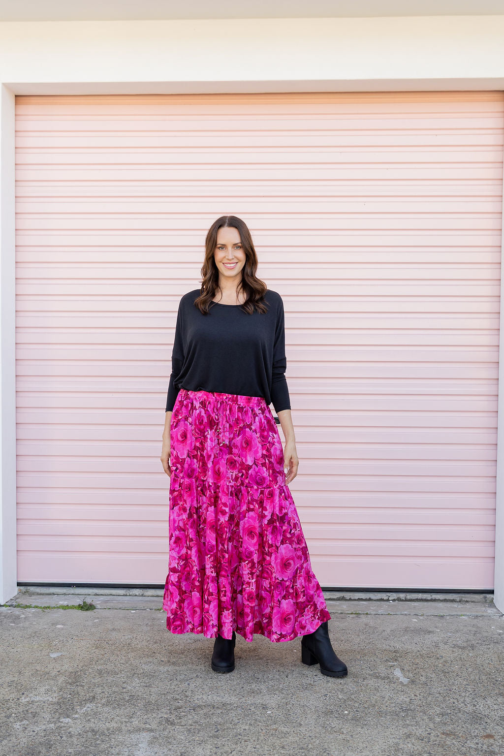 Carrie Skirt In Pink Roses