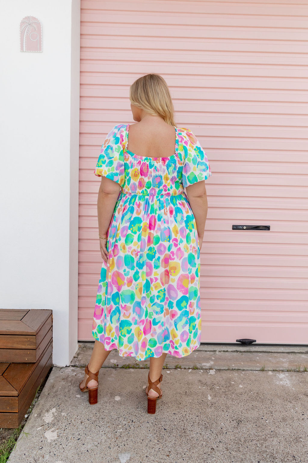 Stelle Linen Blend Dress in Pastel Leopard by Kasey Rainbow