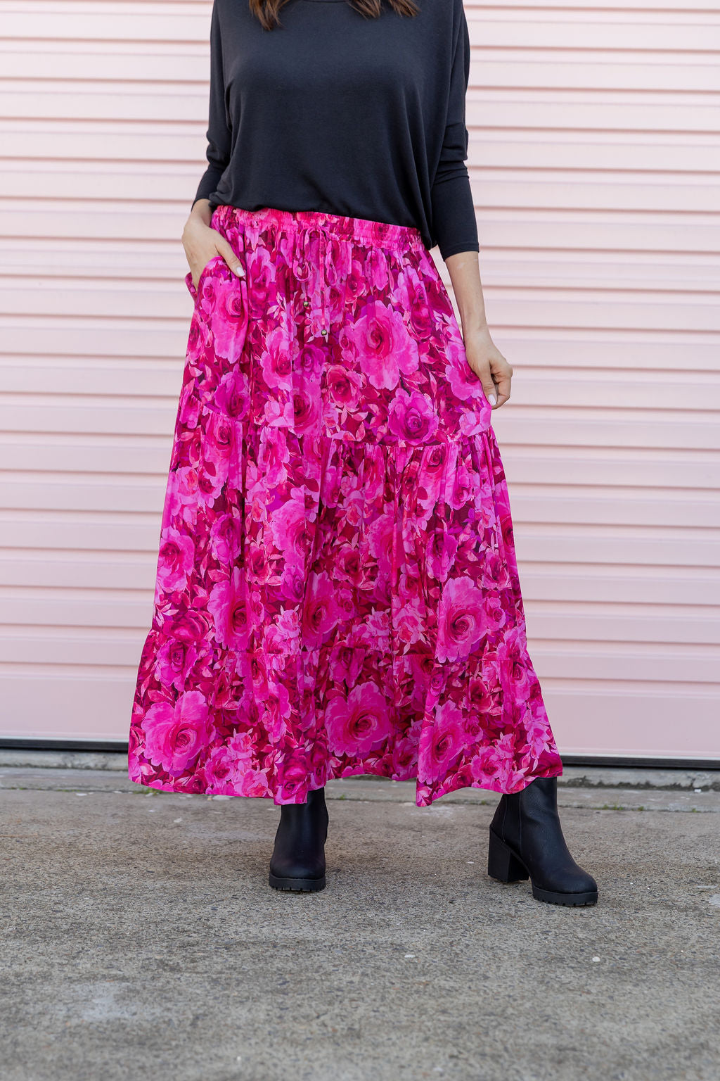 Carrie Skirt In Pink Roses