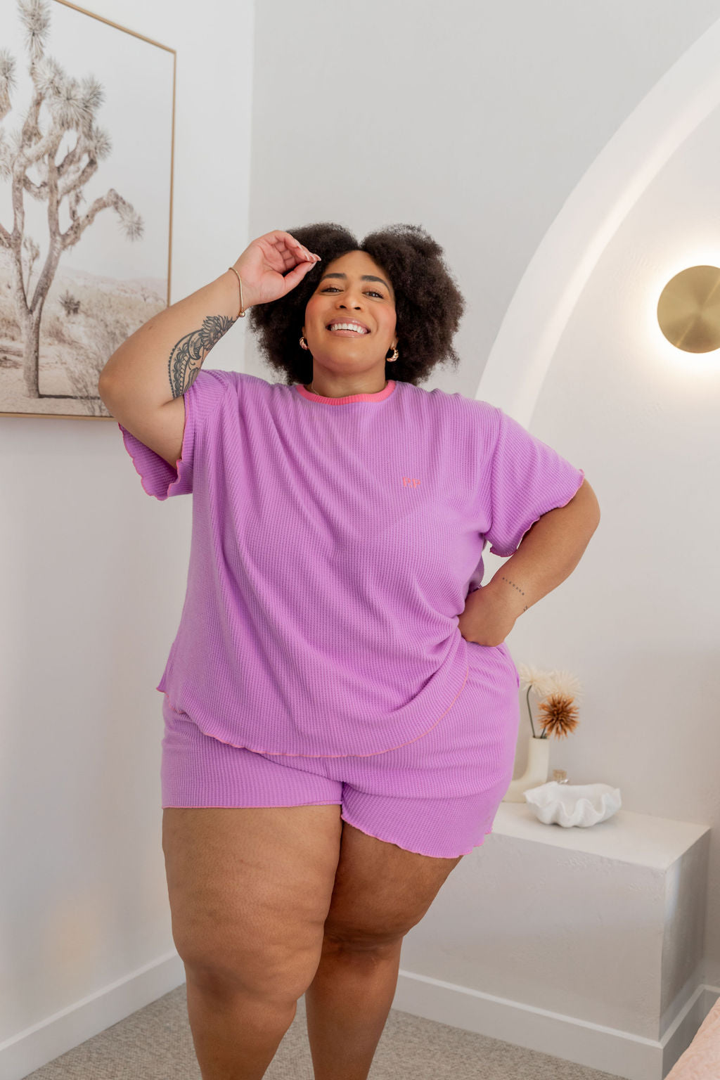 Georgina Waffle Sleepwear Set in Purple