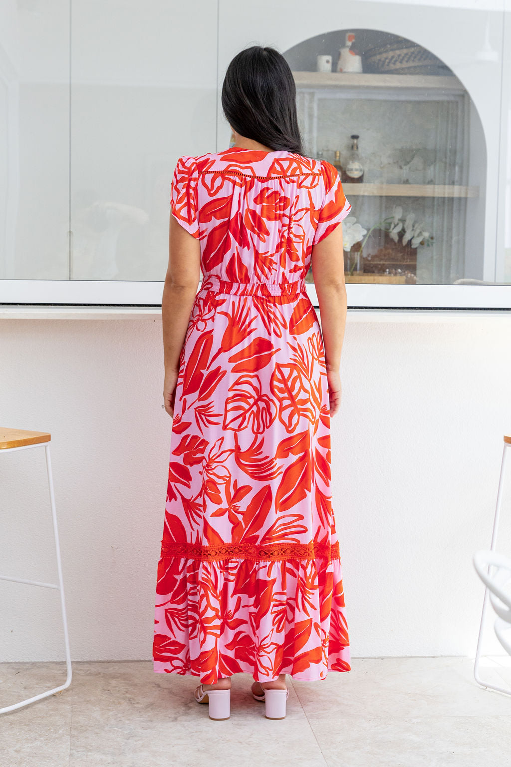 Louisa Maxi Dress in Blush Fern