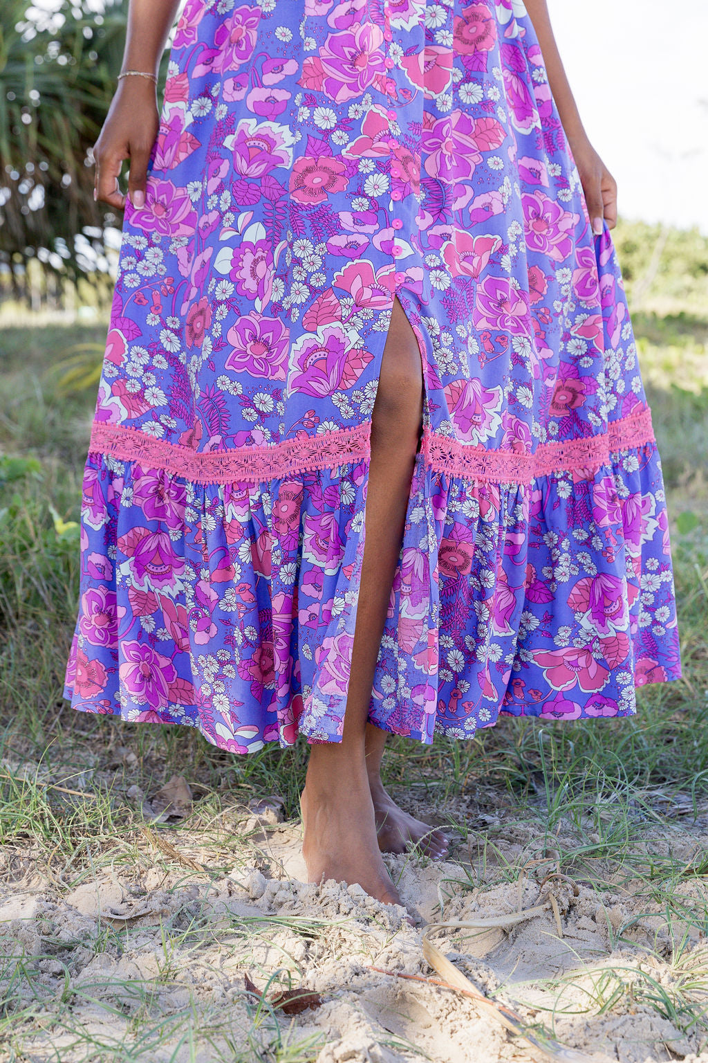 Louisa Maxi Dress in Purple Floral