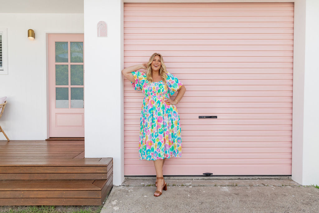 Stelle Linen Blend Dress in Pastel Leopard by Kasey Rainbow