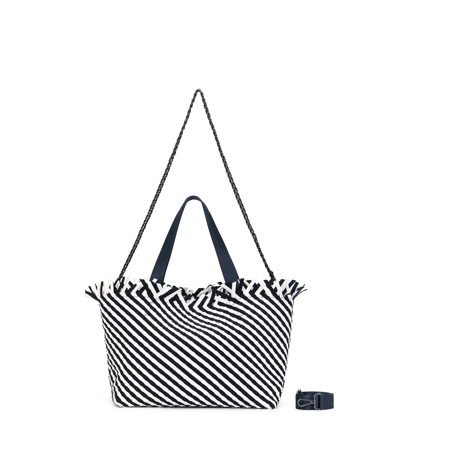 Bahama Navy Large 2 Piece Woven Tote Bag by Black Caviar