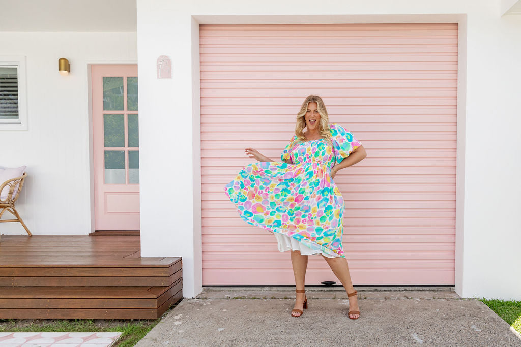 Stelle Linen Blend Dress in Pastel Leopard by Kasey Rainbow