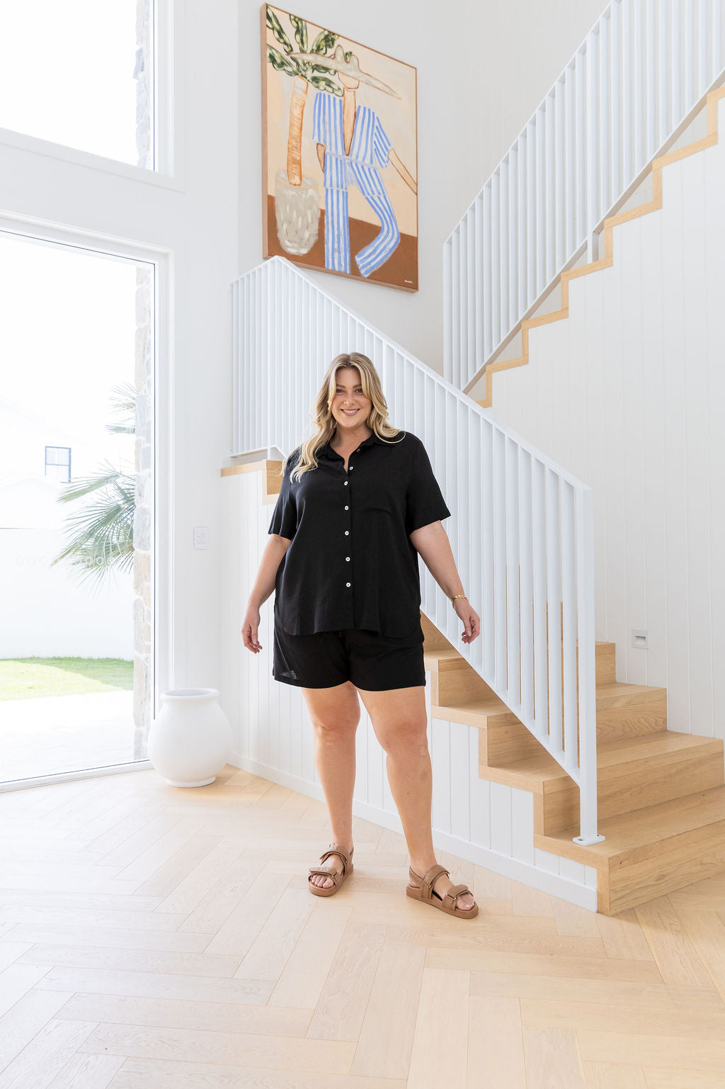 Samara Linen Blend Shirt in Black