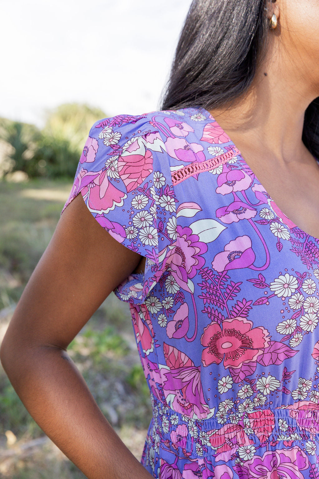 Louisa Maxi Dress in Purple Floral