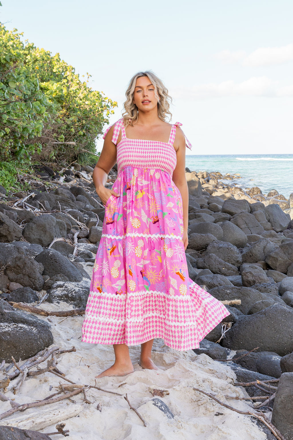 Allegra Dress in Serena/Sorrento Pink