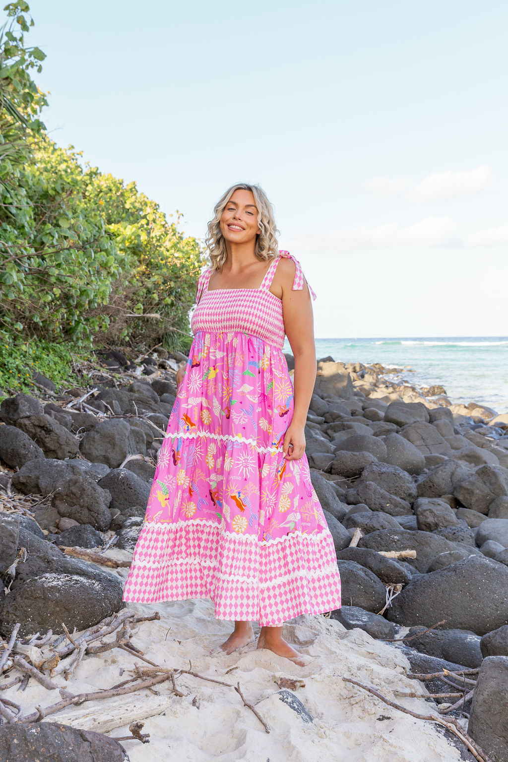 Allegra Dress in Serena/Sorrento Pink