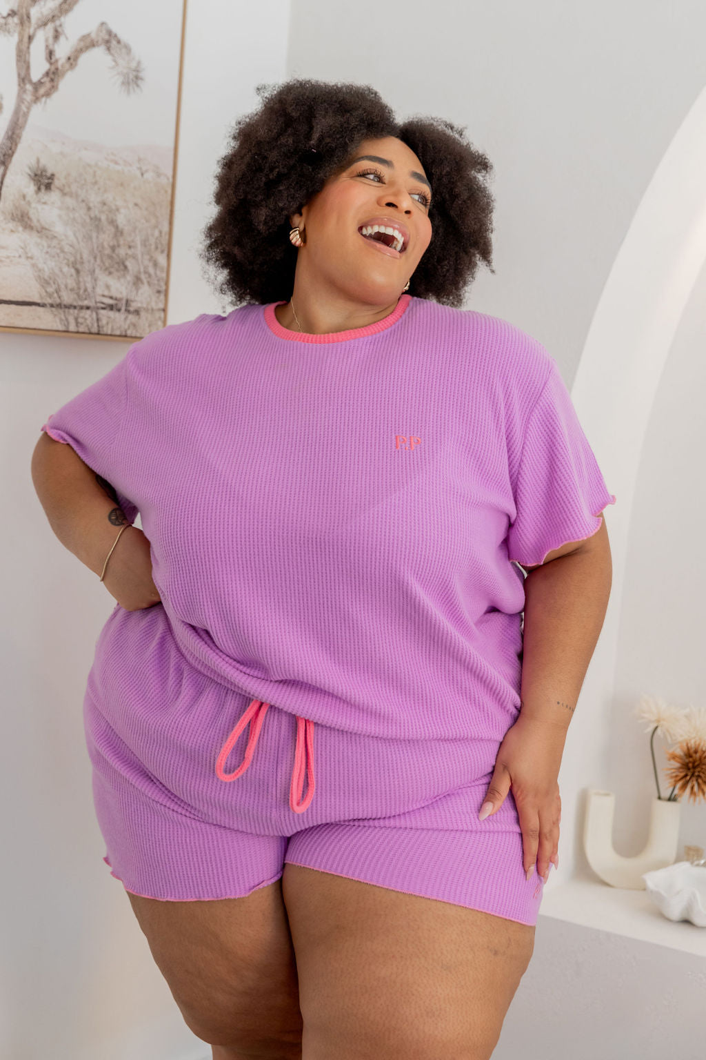 Georgina Waffle Sleepwear Set in Purple